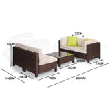 NNEMB 4 Seater Modular Outdoor Lounge Setting w/ Coffee Table-Brown
