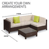 NNEMB 4 Seater Modular Outdoor Lounge Setting w/ Coffee Table-Brown