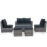 NNEMB 6 Seater Modular Outdoor Lounge Setting incl. Coffee Table-Ottomans-Grey
