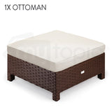 NNEMB 6 Seater Modular Outdoor Lounge Setting incl. Coffee Table-Ottoman-Brown