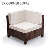 NNEMB 6 Seater Modular Outdoor Lounge Setting incl. Coffee Table-Ottoman-Brown