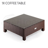 NNEMB 6 Seater Modular Outdoor Lounge Setting incl. Coffee Table-Ottoman-Brown