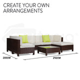 NNEMB 6 Seater Modular Outdoor Lounge Setting incl. Coffee Table-Ottoman-Brown