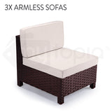 NNEMB 6 Seater Modular Outdoor Lounge Setting incl. Coffee Table-Ottoman-Brown