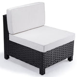 NNEMB 1pc Outdoor Modular Wicker Lounge Chair-Black
