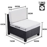 NNEMB 1pc Outdoor Modular Wicker Lounge Chair-Black