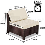 NNEMB 1pc Outdoor Modular Wicker Lounge Chair-Brown