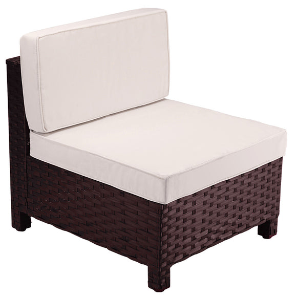 NNEMB 1pc Outdoor Modular Wicker Lounge Chair-Brown