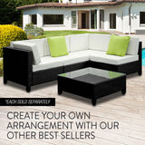 NNEMB 1pc Outdoor Corner Modular Wicker Lounge Chair-Black
