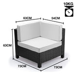 NNEMB 1pc Outdoor Corner Modular Wicker Lounge Chair-Black