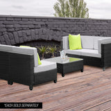 NNEMB 1pc Outdoor Corner Modular Wicker Lounge Chair-Black