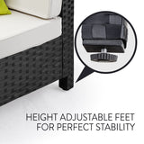 NNEMB 1pc Outdoor Corner Modular Wicker Lounge Chair-Black