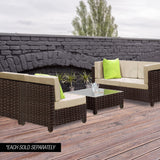 NNEMB 1pc Outdoor Corner Modular Wicker Lounge Chair-Brown