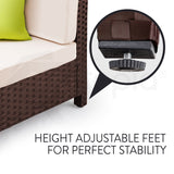 NNEMB 1pc Outdoor Corner Modular Wicker Lounge Chair-Brown
