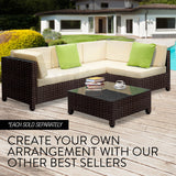 NNEMB 1pc Outdoor Corner Modular Wicker Lounge Chair-Brown