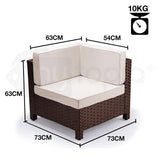 NNEMB 1pc Outdoor Corner Modular Wicker Lounge Chair-Brown