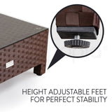 NNEMB 1pc Outdoor Wicker Coffee Table-Brown
