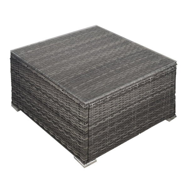 NNEMB 1 Piece Outdoor Wicker Coffee Table-Grey