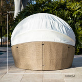 NNEMB 4pc Outdoor Day Bed-Light Wicker and Off White Canopy