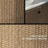 NNEMB 4pc Outdoor Day Bed-Light Wicker and Off White Canopy