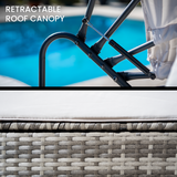 NNEMB 3pc Outdoor Day Bed-Grey Wicker and Off White Canopy