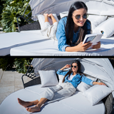 NNEMB 3pc Outdoor Day Bed-Grey Wicker and Off White Canopy