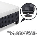 NNEMB 1pc Outdoor Ottoman Wicker Foot Stool-Black