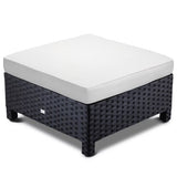 NNEMB 1pc Outdoor Ottoman Wicker Foot Stool-Black