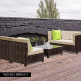 NNEMB 1pc Outdoor Ottoman Wicker Foot Stool-Brown