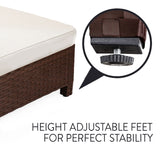 NNEMB 1pc Outdoor Ottoman Wicker Foot Stool-Brown