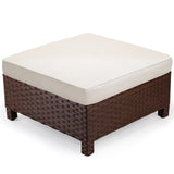 NNEMB 1pc Outdoor Ottoman Wicker Foot Stool-Brown