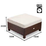 NNEMB 1pc Outdoor Ottoman Wicker Foot Stool-Brown