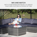 NNEMB 1 Seater Outdoor Ottoman Modular Wicker Lounge Furniture-Grey