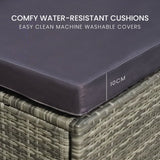 NNEMB 1 Seater Outdoor Ottoman Modular Wicker Lounge Furniture-Grey