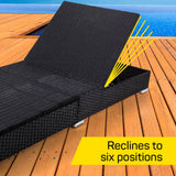 NNEMB 2pc Premium Outdoor Sun Lounge-Black with Light Cushions