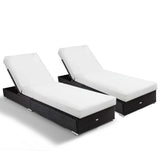 NNEMB 2pc Premium Outdoor Sun Lounge-Black with Light Cushions