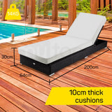 NNEMB 2pc Premium Outdoor Sun Lounge-Black with Light Cushions