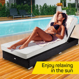NNEMB 2pc Premium Outdoor Sun Lounge-Black with Light Cushions