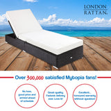 NNEMB Premium Outdoor Sun Lounge Pool Wicker Furniture Bed Black-Light Cushions