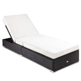 NNEMB Premium Outdoor Sun Lounge Pool Wicker Furniture Bed Black-Light Cushions