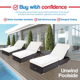 NNEMB Premium Outdoor Sun Lounge Pool Wicker Furniture Bed Black-Light Cushions