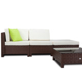 NNEMB 3 Seater Modular Outdoor Lounge Setting incl. Coffee Table-Ottoman-Brown