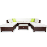 NNEMB 8 Seater Modular Outdoor Lounge Setting w/ Coffee Table-Brown