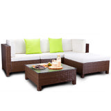 NNEMB 4 Seater Modular Outdoor Lounge Setting incl. Coffee Table-Ottoman-Brown