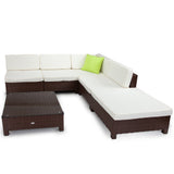 NNEMB 5 Seater Modular Outdoor Lounge Setting incl. Coffee Table-Ottoman-Brown