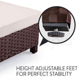NNEMB 5 Seater Outdoor Modular Lounge Setting w/ Coffee Table-Brown