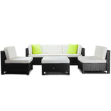 NNEMB 6 Seater Modular Outdoor Lounge Setting incl. Ottoman-Black
