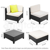 NNEMB 6 Seater Modular Outdoor Lounge Setting incl. Ottoman-Black