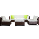 NNEMB 6 Seater Modular Outdoor Lounge Setting incl. Ottoman-Brown
