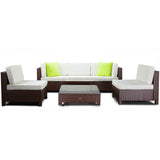NNEMB 5 Seater Modular Outdoor Lounge Setting w/ Coffee Table-Brown